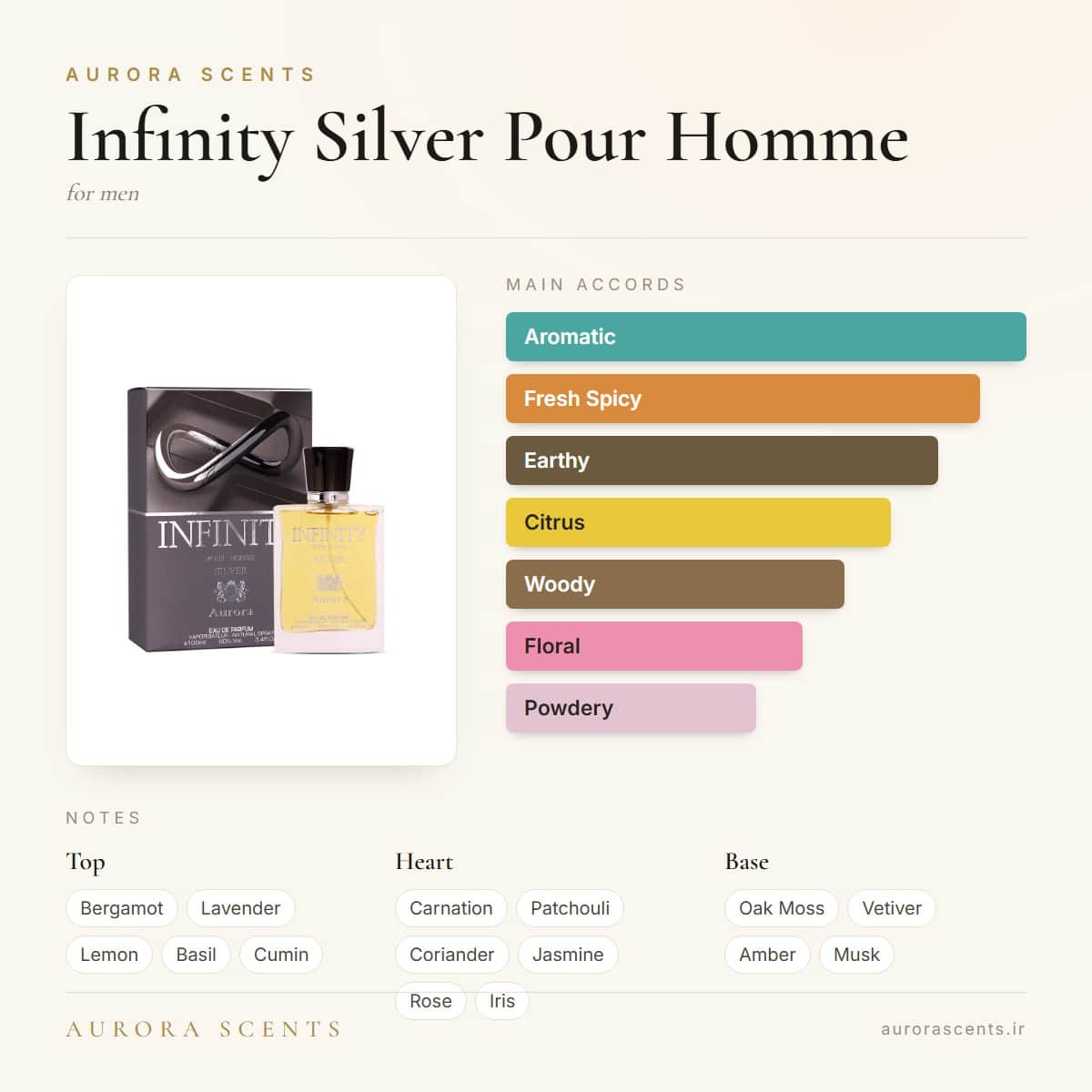 Aurora Infinity Silver Pour Homme EDP for Men | 100ml — Fragrantica profile